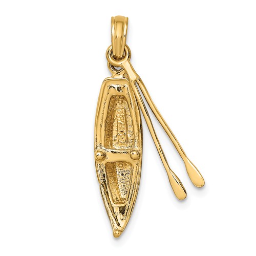 14k Yellow Gold Canoe with Two Oars Pendant