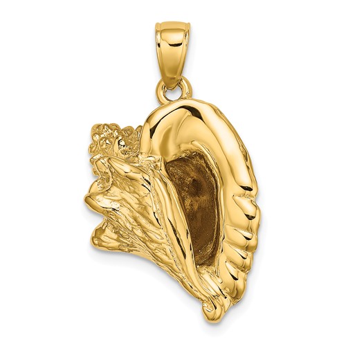 14k Yellow Gold 3-D Conch Shell Pendant 7/8in