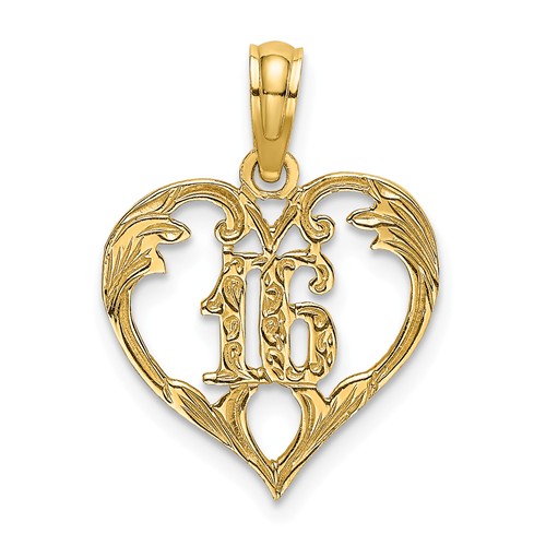 14k Yellow Gold 16 Heart Charm