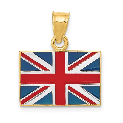 14k Yellow Gold United Kingdom Flag Pendant