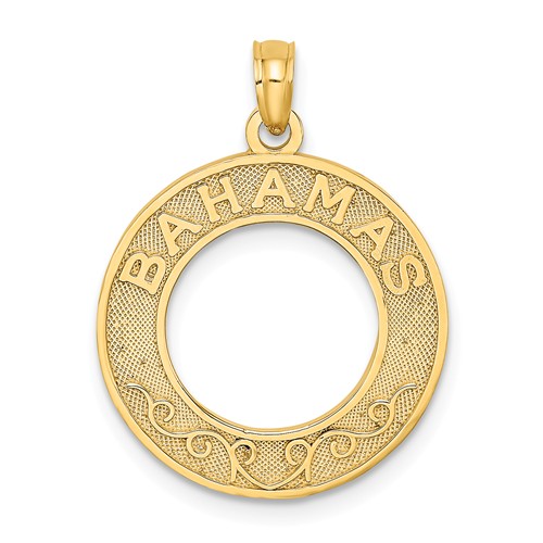 14k Yellow Gold Round Bahamas Pendant