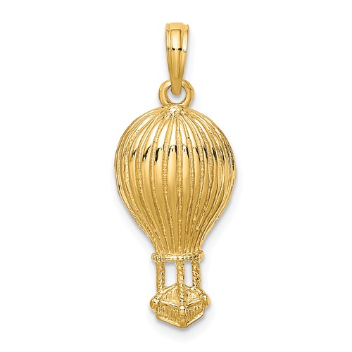 14k Yellow Gold Hot Air Balloon Pendant 3/4in