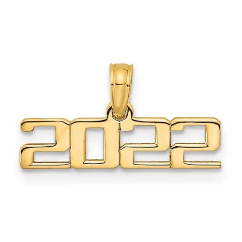 14k Yellow Gold 2022 Graduation Charm in Block Letters