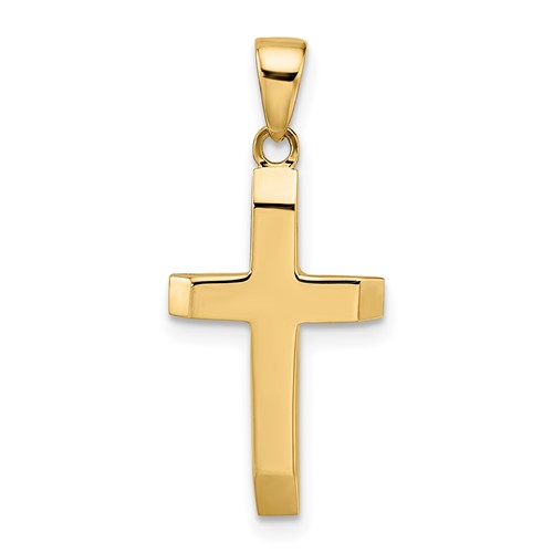 14k Yellow Gold Hollow Cross Pendant with Tapered Ends 3/4in