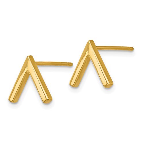 14k Yellow Gold Caret Stud Earrings