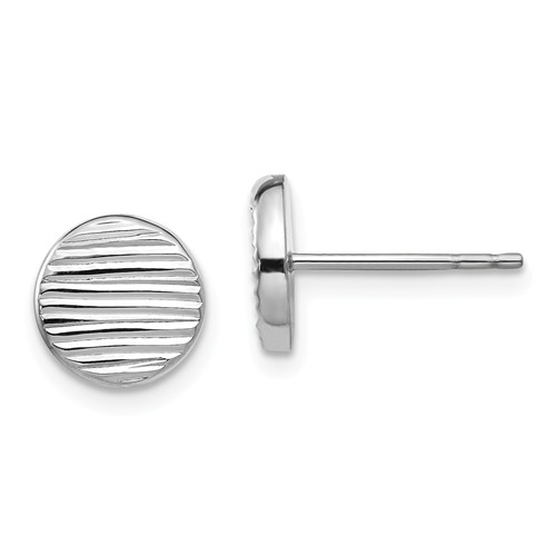 14k White Gold Textured Button Earrings