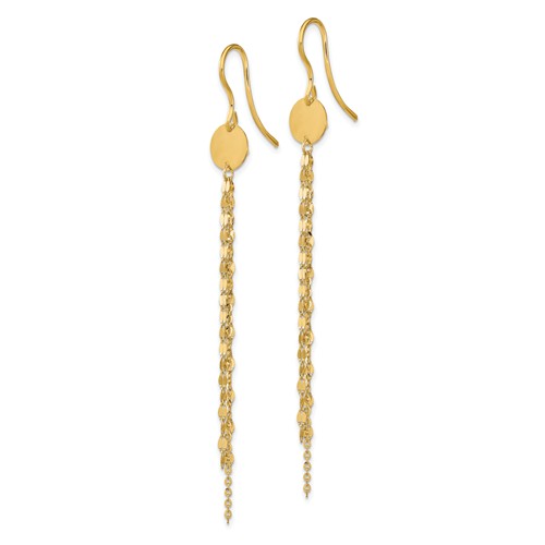 14k Yellow Gold Disc and Tassel Earrings