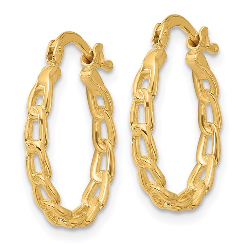 14k Yellow Gold Curb Link Design Hoop Earrings 3/4in