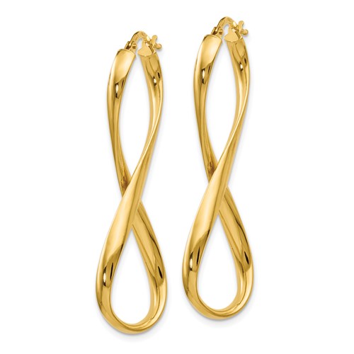 14k Yellow Gold Polished Infinity Hoop Earrings 1.75in