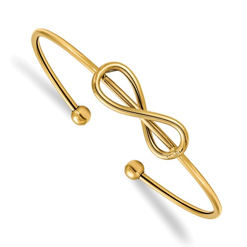 Cubic Zirconia Diamond-Cut Sideways Infinity Bracelet in 10K Gold - 7.5