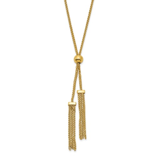 14k Yellow Gold Tassel Necklace with Franco Chain JJLF1172