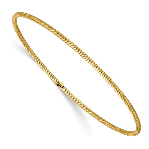 14k Yellow Gold Italian Slender Woven Slip-on Bangle Bracelet 8in JJLF1286