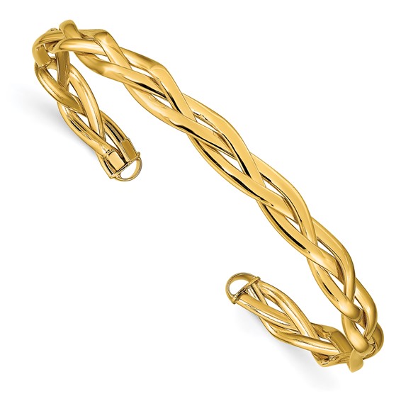 14k Yellow Gold Polished Braided Cuff Bracelet 5.5mm Thick