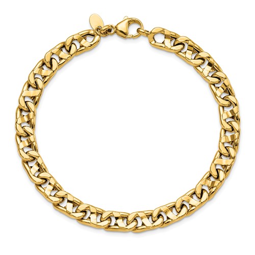 14k Yellow Gold Men's Anchor Link Bracelet 8.5in