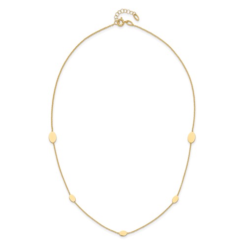 14k Yello Gold Graduated Oval Disc Station Choker Necklace