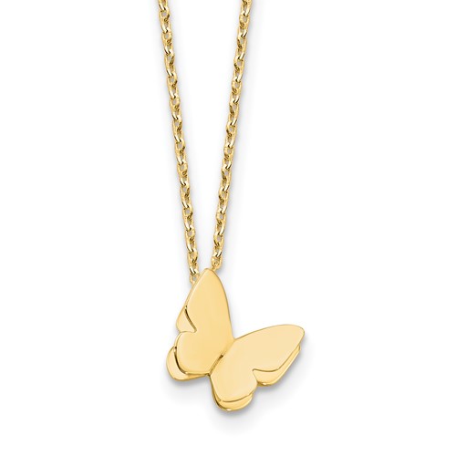 14k Yellow Gold Butterfly Charm Necklace