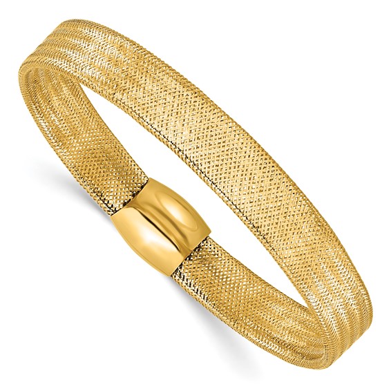 14k Yellow Gold Slip-on Stretch Mesh Bangle Bracelet