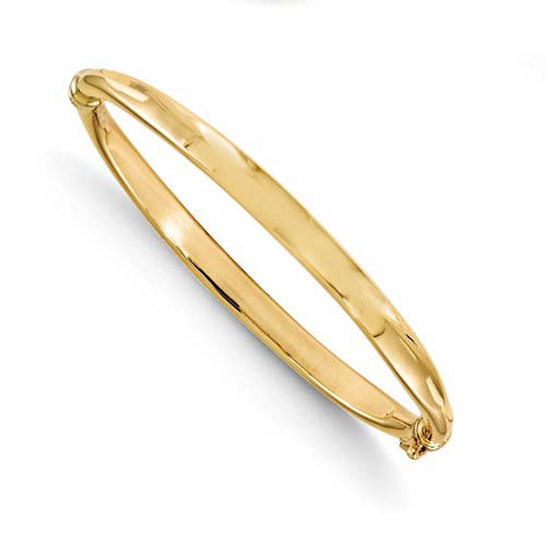 14k Yellow Gold Italian Polished Tapered Bangle Bracelet 7.5in