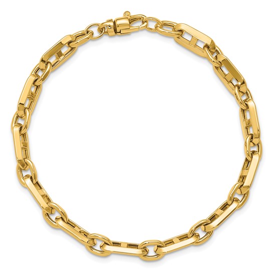 14k Yellow Gold Mixed Mariner and Round Link Bracelet 7.5in