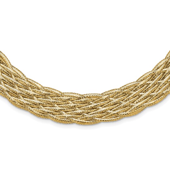 14k Yellow Gold Italian Braided Mesh Necklace 18in