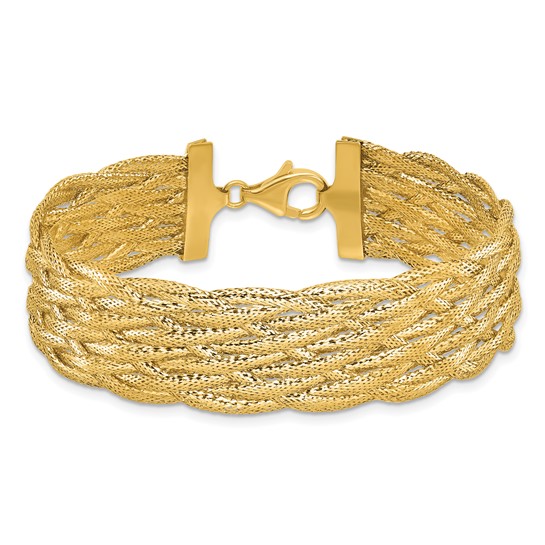 14k Yellow Gold Italian Braided Mesh Bracelet 7in