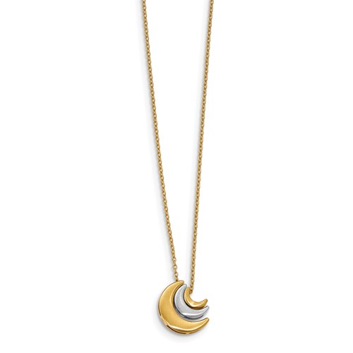 14k Two-tone Gold Three Crescent Moons Necklace JJLF923-17