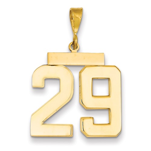 14k Yellow Gold Number 29 Pendant with Polished Finish 3/4in