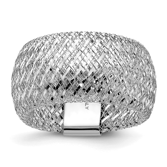 14k White Gold Wide Stretch Mesh Ring