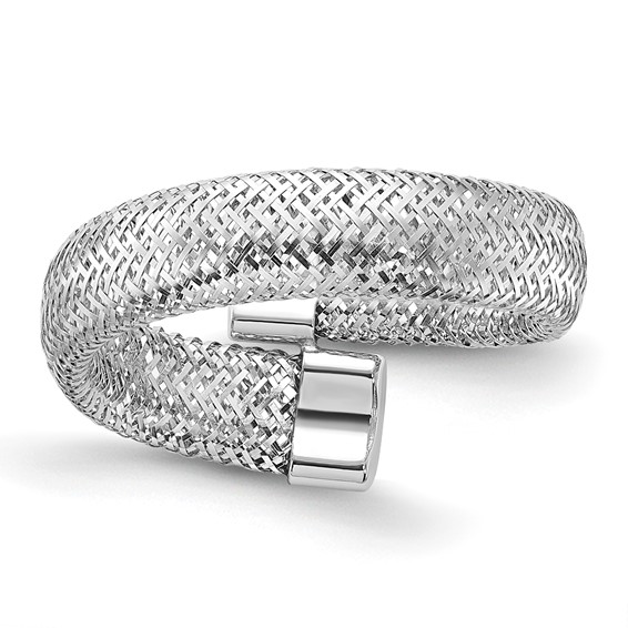 14k White Gold Mesh Bypass Stretch Ring