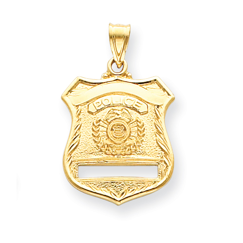 14k 7/8in Police Badge Pendant