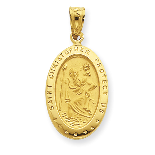 Engravable 3/4in St Christopher Medal - 14kt Gold M1477 | Joy Jewelers