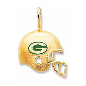 14k Yellow Gold 1994 NFLP Green Bay Packers Helmet Pendant with Matte Finish