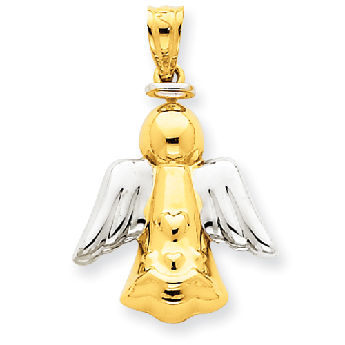 14kt & Rhodium 13/16in Angel Pendant