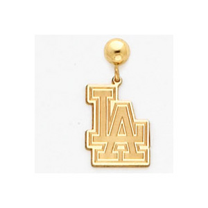 Los Angeles Dodgers LA Ball Post Earrings - 14k Yellow Gold