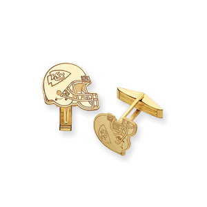 Kansas City Chiefs 5/8in Helmet Cufflinks - 14k Yellow Gold