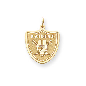 Oakland Raiders 3/4in Shield Pendant - 14k Yellow Gold