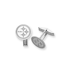 Pittsburgh Steelers Logo Disc Cufflinks - Sterling Silver NF1647SS