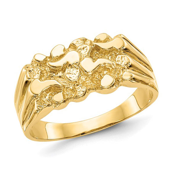 14k Yellow Gold Ladies' Grooved Gold Nugget Ring