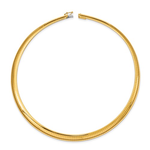 14k Yellow Gold 18in Domed Omega Necklace 8mm Wide