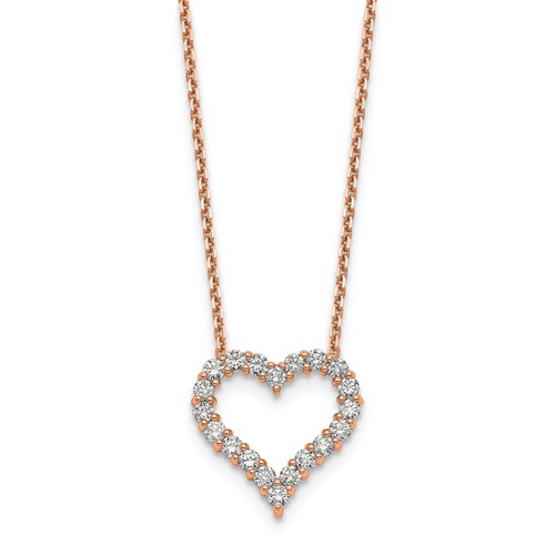 14k Rose Gold 1 ct True Origin Lab Grown Diamond Heart Necklace