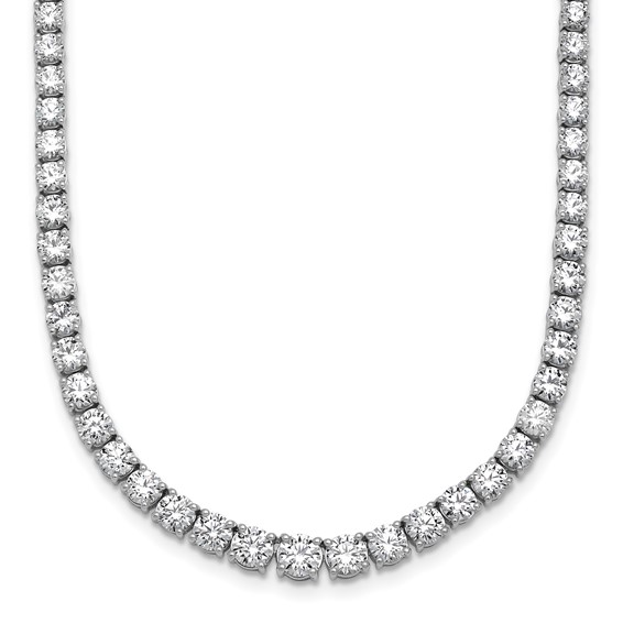 14k White Gold 14.5 ct tw Lab Grown Round Diamond Graduated Riviere Necklace