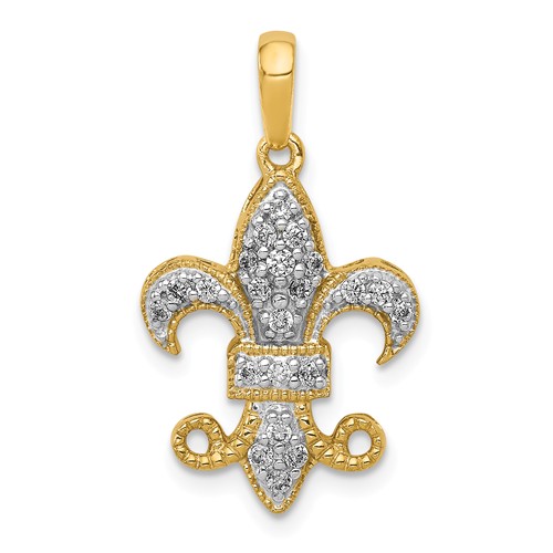 14k Yellow Gold 2/5 ct tw Lab Grown Diamond Fleur De Lis Pendant