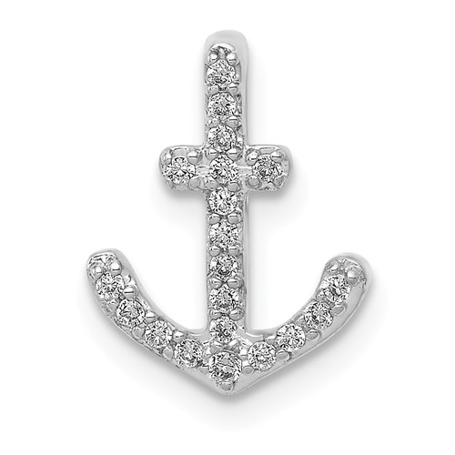 14k White Gold 1/10 ct tw Diamond Anchor Slide Pendant