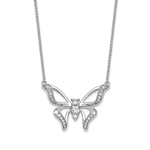 14k White Gold 1/4 ct tw Lab Grown Diamond Butterfly Necklace