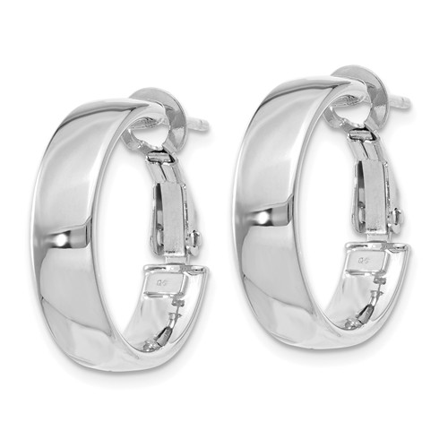 14k White Gold 3/4in Omega Back Hoop Earrings 4.75mm