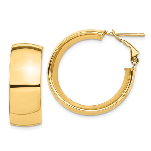 14k Yellow Gold 1in Round Hoop Earrings With Omega Backs 10mm