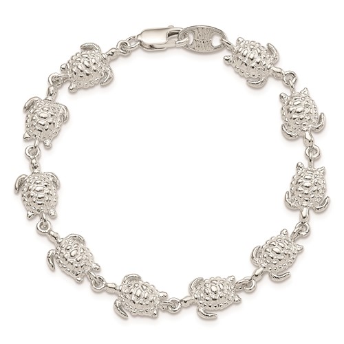 Sterling Silver 7in Sea Turtles Bracelet QA41-7 | Joy Jewelers