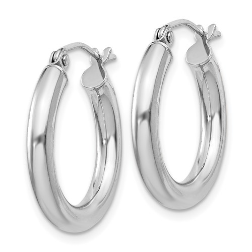 Sterling Silver 3/4in Hoop Earrings with Rhodium Plating 3mm QE807
