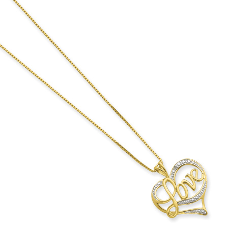 Sterling Vermeil Diamond Love 16in Necklace QG2667-16 | Joy Jewelers