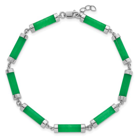 Sterling Silver Jade Bars Bracelet 8in